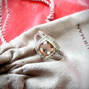 DY Sterling Silver Ring with Morganite size 7